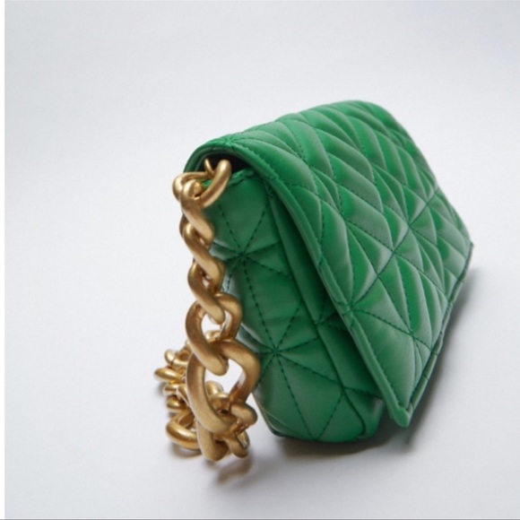 ZARA | NWT GREEN QUILTED SHOULDER BAG BLOGGERS Favorite - Picture 11 of 16